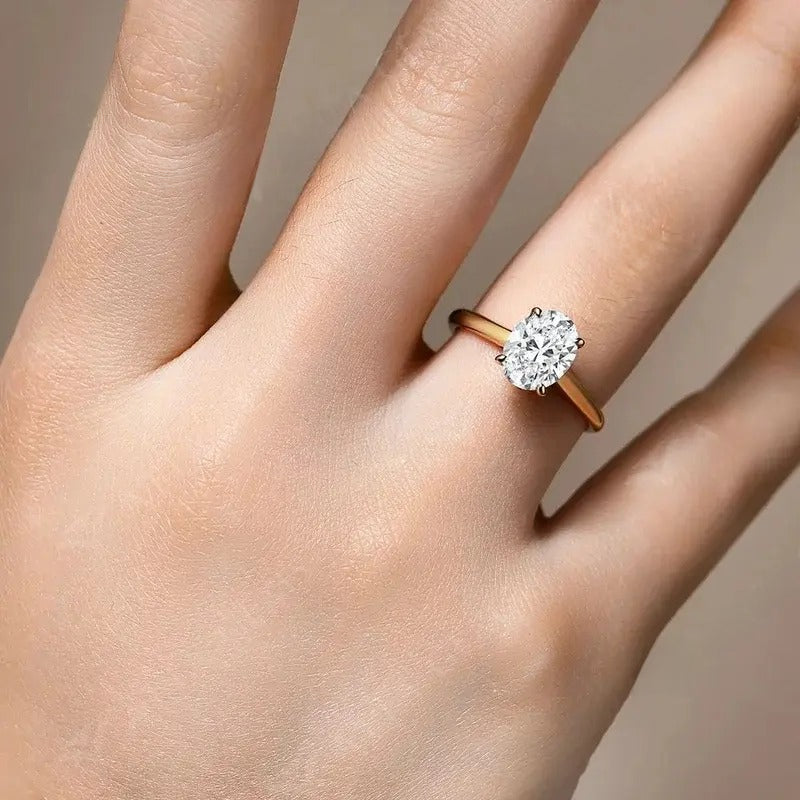 Oval Cut 1.0ct&2.0ct&3.0ct&4.5ct D VVS1 Color Lab-Created Moissanite Ring Jewelry for Women 14K Gold Plated Engagement Wedding Lady's Gift Luxury
