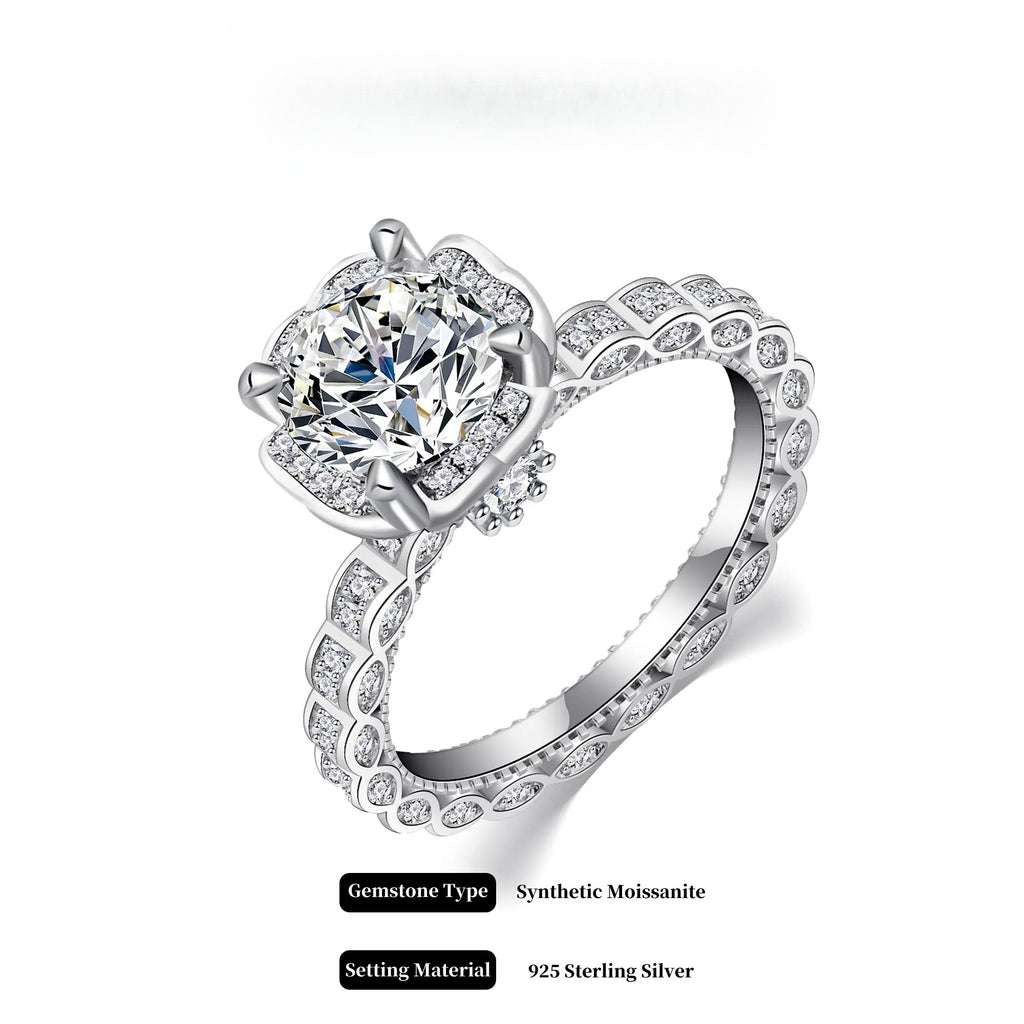 【#242 Valentine】 2Carat Synthetic Moissanite Ring in 925 Sterling Silver
