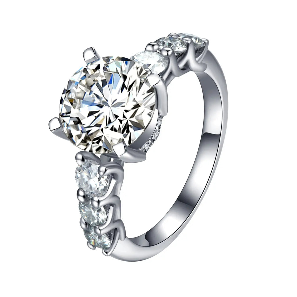 【#13 Redamancy】 Full Moissanite main stone and side stone rings with 925 Sterling Silver High Quality Luxury Engagement Anniversary Gifts Jewelry Synthetic Moissanite