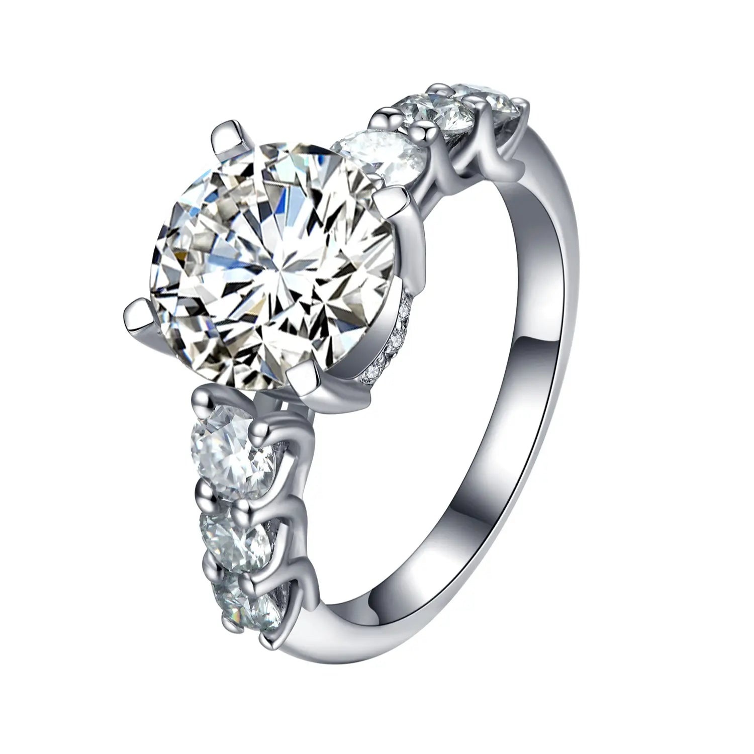 【#13 Redamancy】 Full Moissanite main stone and side stone rings with 925 Sterling Silver High Quality Luxury Engagement Anniversary Gifts Jewelry Synthetic Moissanite