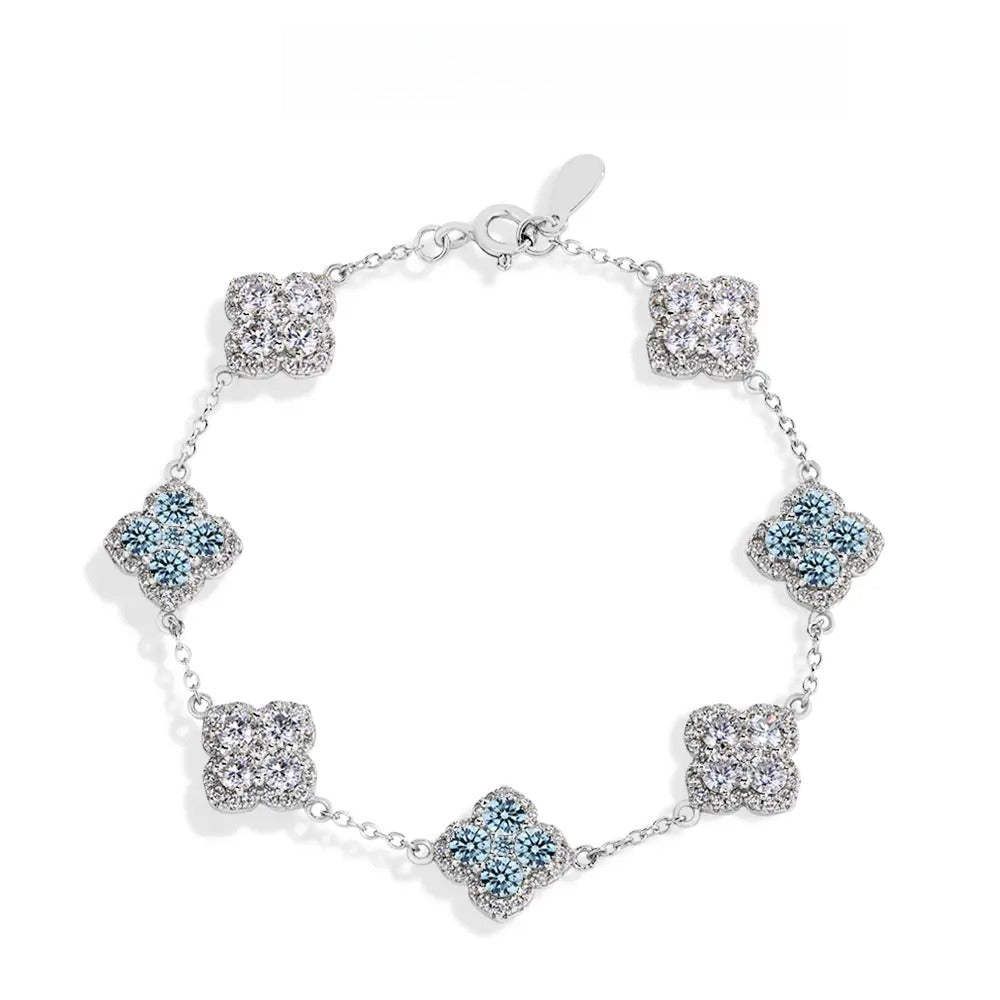 Synthetic Moissanite Bracelet Blue Zircon Pink Zircon Colorful Luxury Jewelry for Women Girls Engagement Birthday Springtok Outdoorfun Gift
