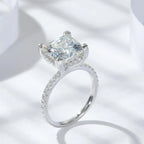 【#10 Elsa】High Quality Full Moissanite main stone and side stone rings 925 Sterling Silver Princess Cut  Anniversary Birthday Gift Daily Matching for Women Jewelry Synthetic Moissanite
