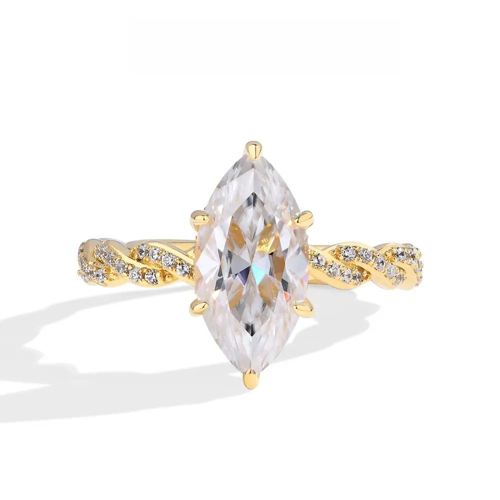 Gorgeous 3CT Marquise Shape  D Color VVS1 Synthetic Moissanite Ring  for Women 925 Sterling Silver Anniversary Party Gift