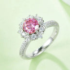 【#02 Blooming Grace】1 carat Moissanite rings with 925 Sterling Silver high quality birthday party engagement gift Jewelry Synthetic Moissanite
