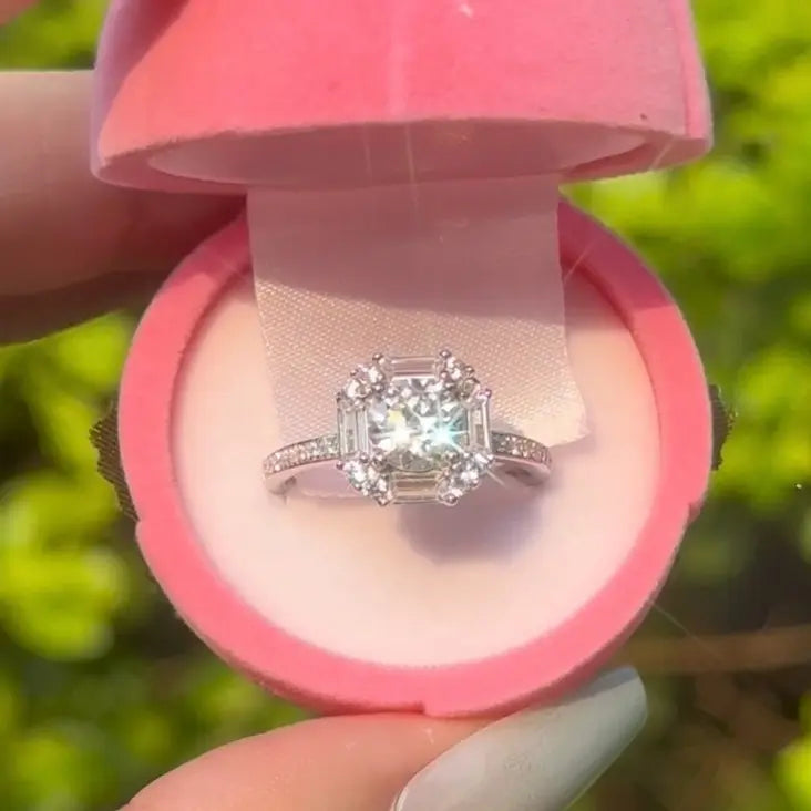 【#06 Ice Sugar】Moissanite ring  925 sterling silver  Engagement Anniversary  Jewelry Synthetic Moissanite