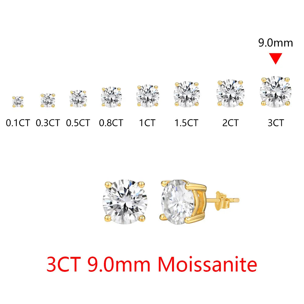 D VVS1 Color Synthetic Moissanite Stud Earrings for Women 18K Yellow Gold Plated 925 Silver Sparkling Wedding Gift for Frineds,Lover,Parents