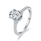 【#14 For you】Oval  Full Moissanite main stone and side stone rings  with 925 Sterling Silver Synthetic Moissanite Engagement Wedding Ring