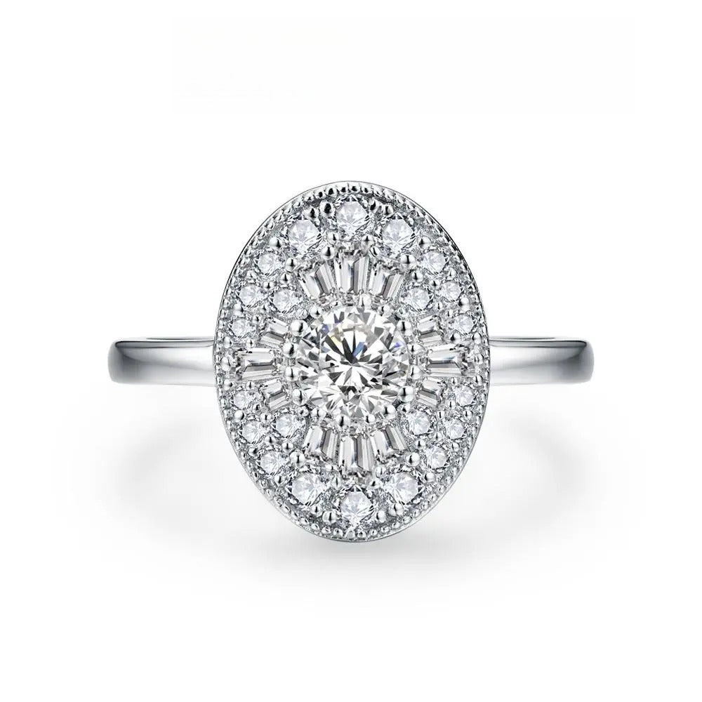 D/VVS1 Round Shape All Synthetic Moissanite Ring for Women Real 925 Sterling Silver Engagement Fine Jewelry BlackFriday Gift