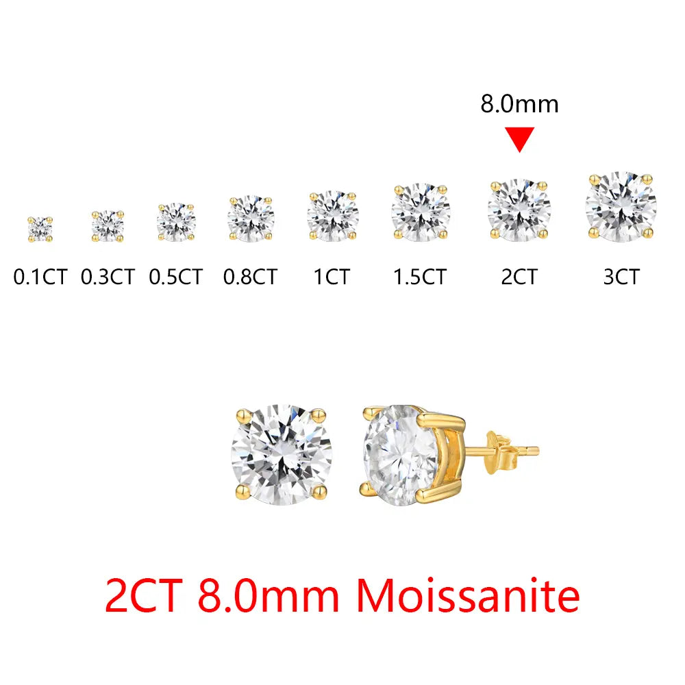 D VVS1 Color Synthetic Moissanite Stud Earrings for Women 18K Yellow Gold Plated 925 Silver Sparkling Wedding Gift for Frineds,Lover,Parents