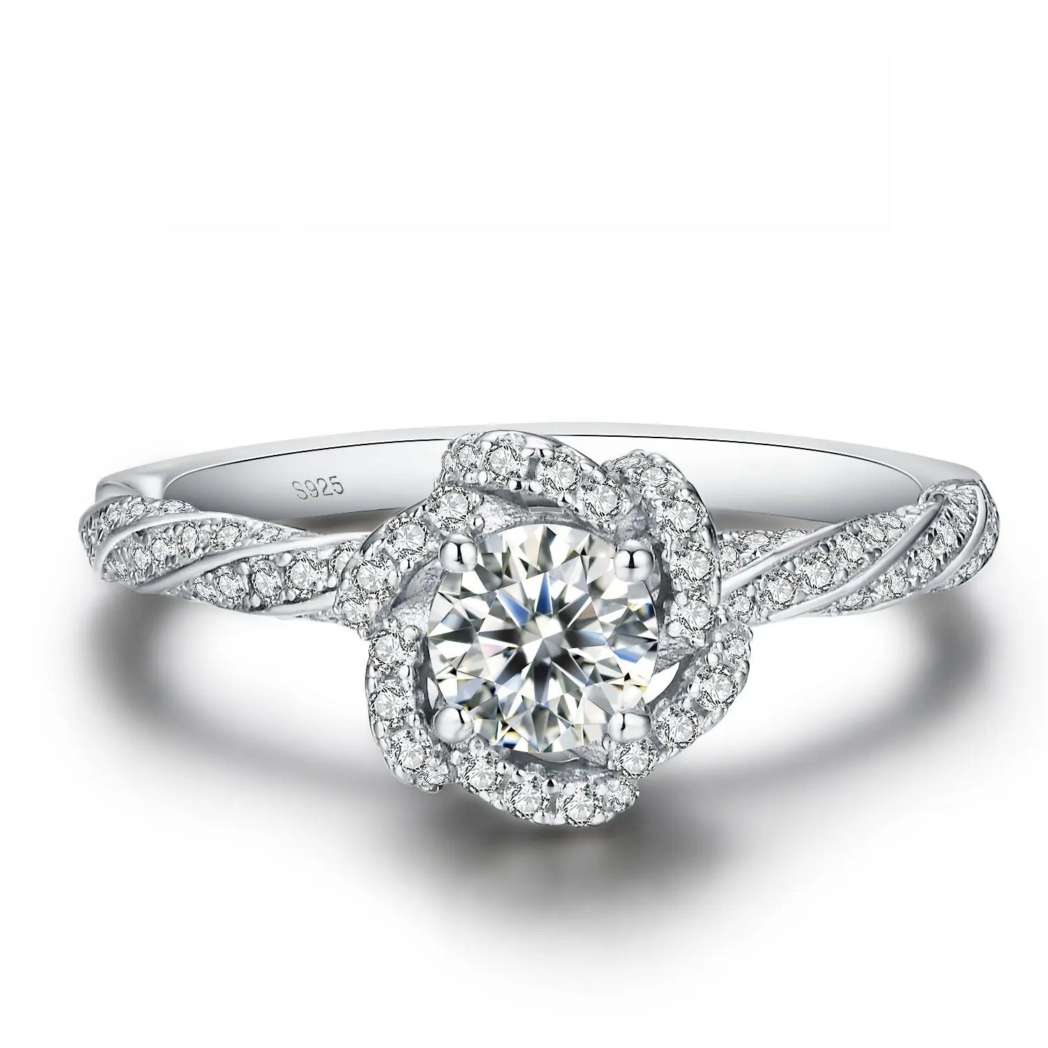 【#11 Rose garden】Moissanite rings with 925 Sterling Silver 0.5Carat  Anniversary Auspicious Wedding Engagement Jewelry Synthetic Moissanite