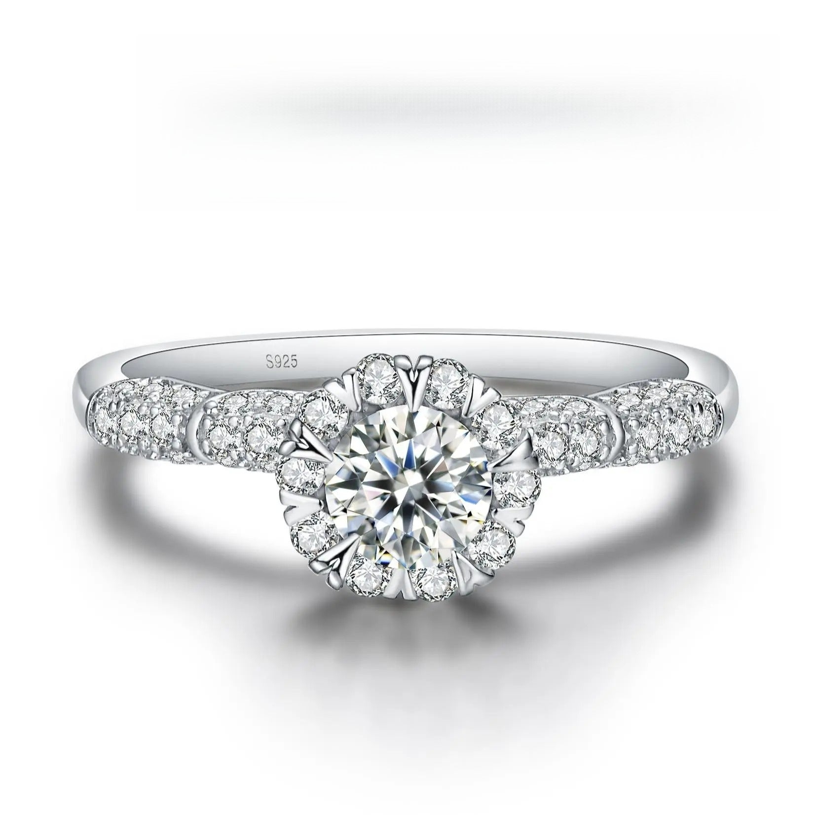 【#09 Sweetie 】Moissanite rings with 925 Sterling Silver 0.5Carat  Anniversary Auspicious Wedding Engagement Jewelry Synthetic Moissanite