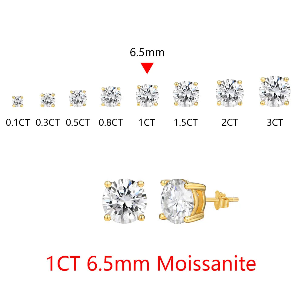 D VVS1 Color Synthetic Moissanite Stud Earrings for Women 18K Yellow Gold Plated 925 Silver Sparkling Wedding Gift for Frineds,Lover,Parents