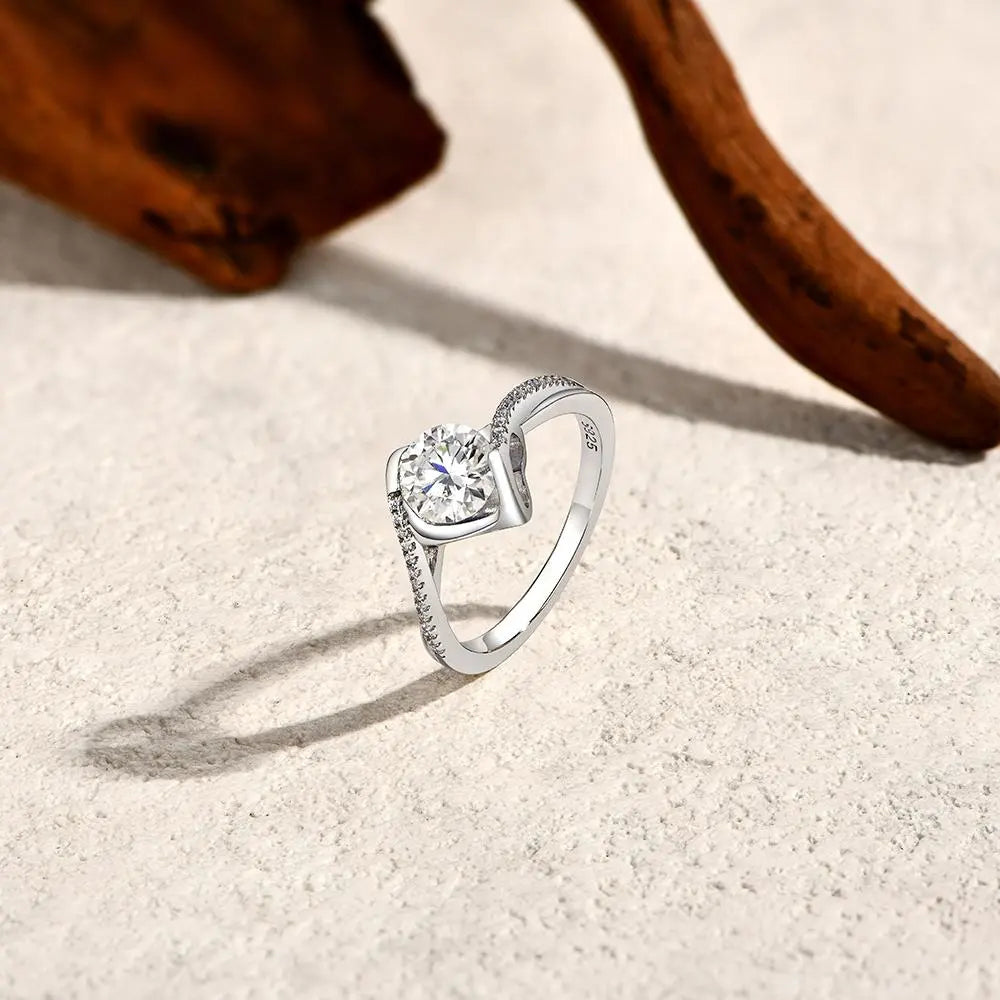 Synthetic Moissanite Ring 1CT D Color VVS1  for Women Birthday Gift Engagement Wedding Party Gift Outdoor fun