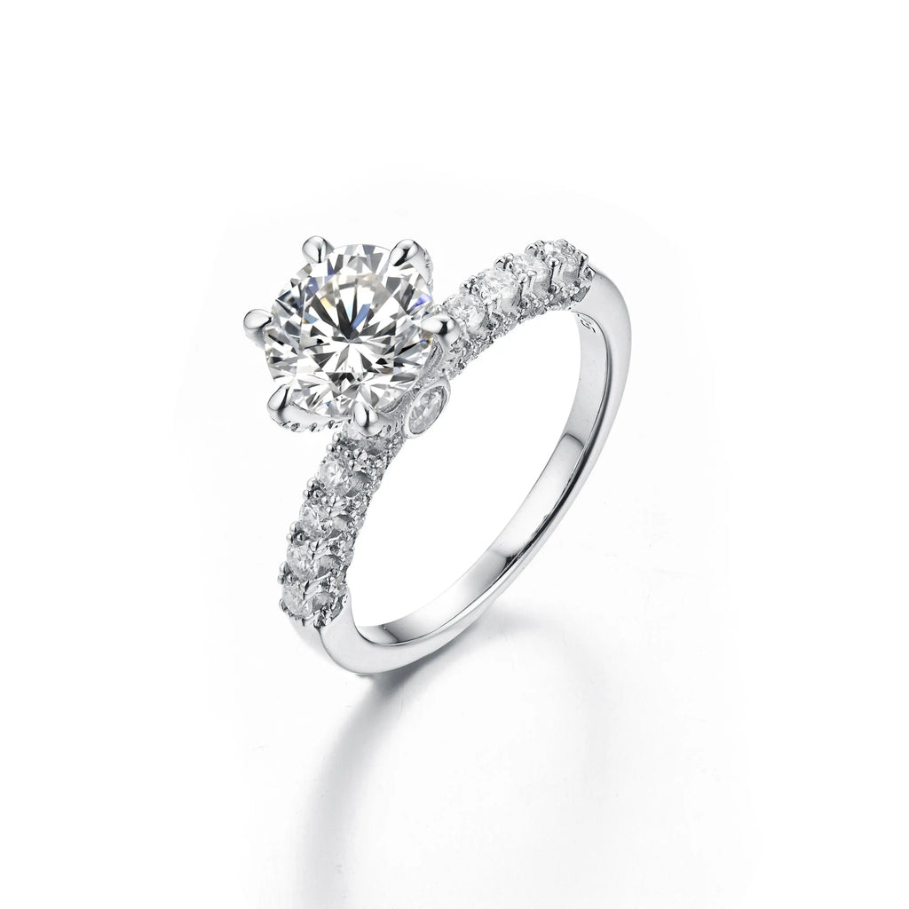 【#05 Amor】Full Synthetic Moissanite main stone and side stone rings with 925 Sterling Silver high quality birthday party engagement gift Jewelry