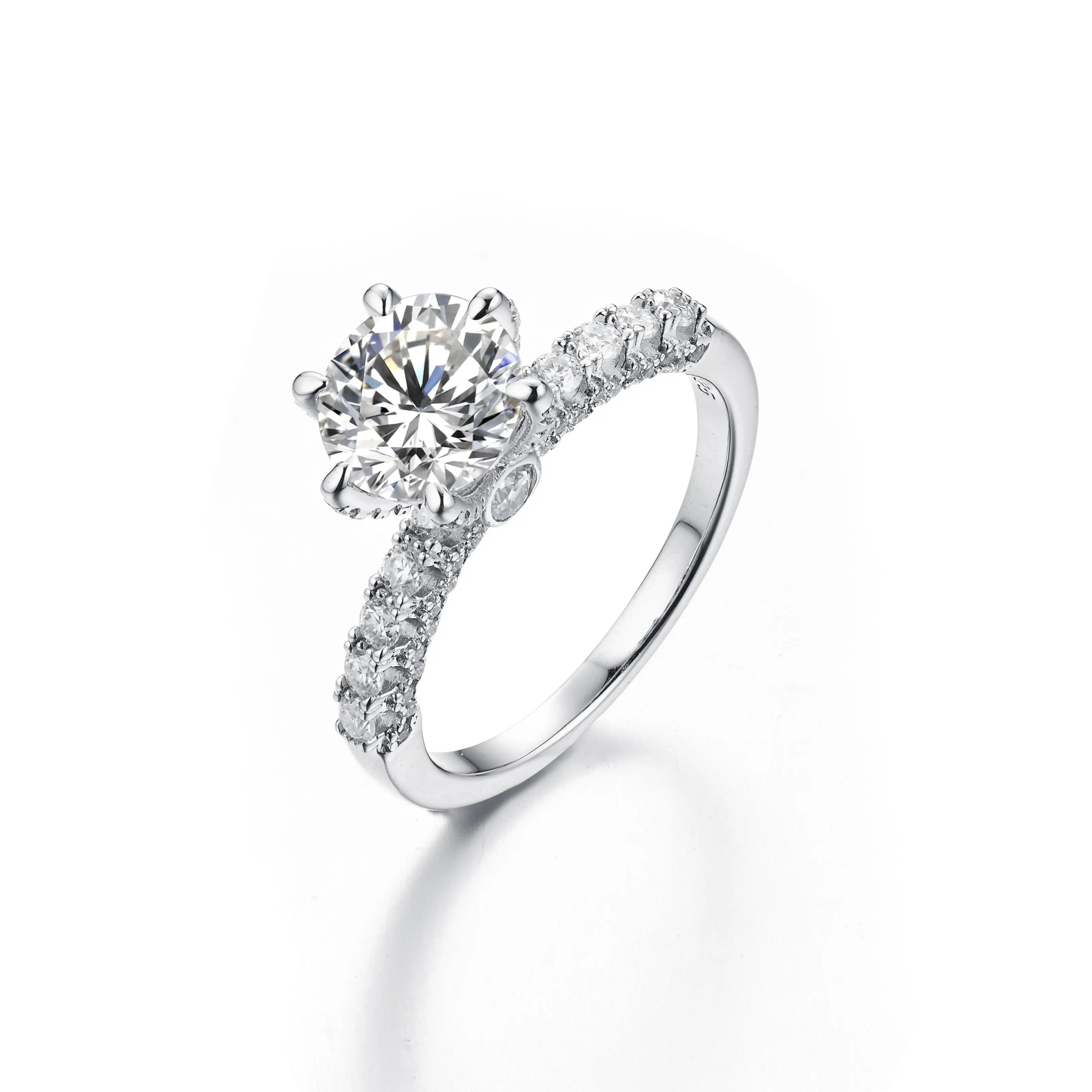 【#05 Amor】Full Synthetic Moissanite main stone and side stone rings with 925 Sterling Silver high quality birthday party engagement gift Jewelry