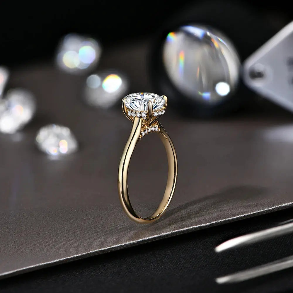 Oval Cut 1.0ct&2.0ct&3.0ct&4.5ct D VVS1 Color Lab-Created Moissanite Ring Jewelry for Women 14K Gold Plated Engagement Wedding Lady's Gift Luxury