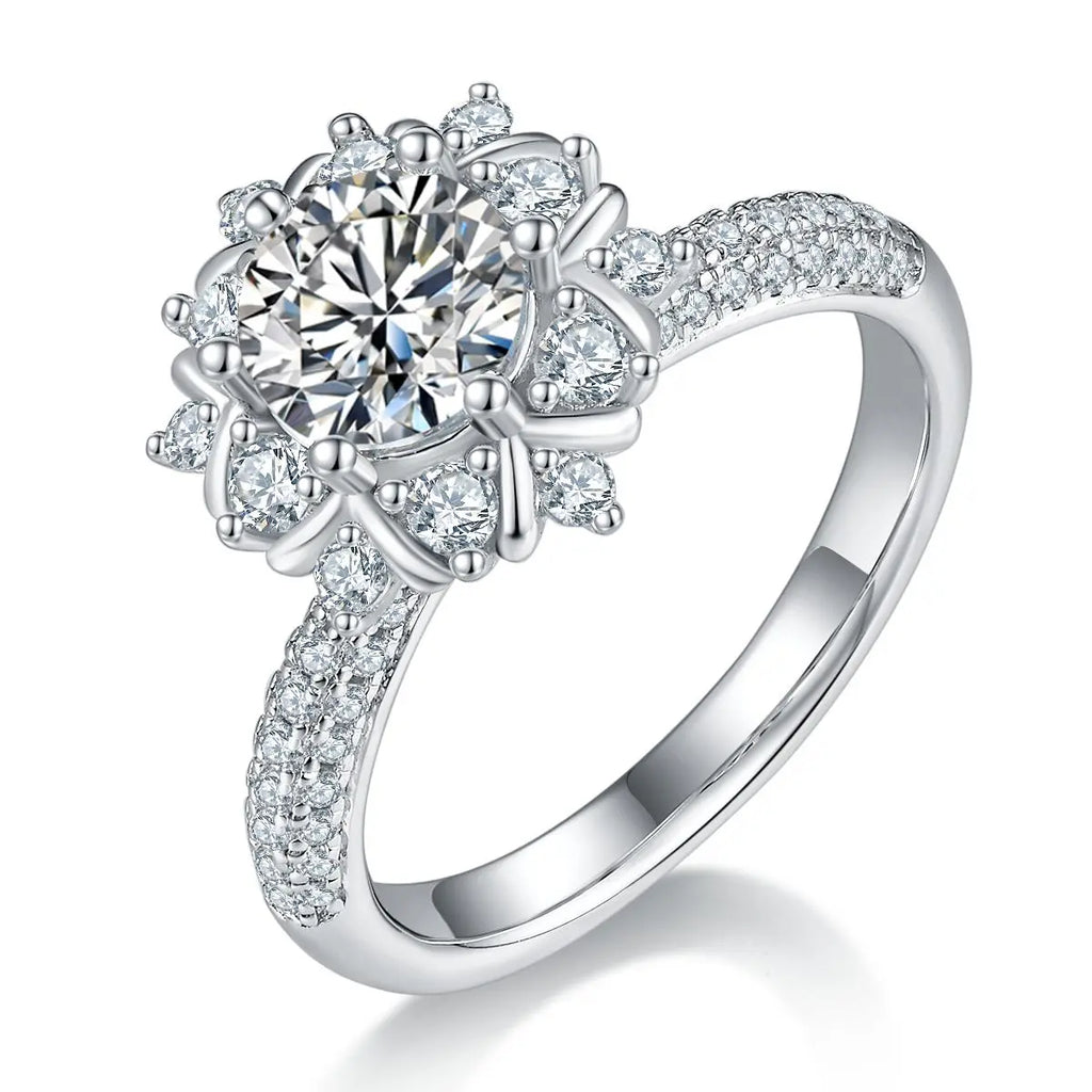 【#02 Blooming Grace】1 carat Moissanite rings with 925 Sterling Silver high quality birthday party engagement gift Jewelry Synthetic Moissanite