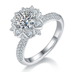 【#02 Blooming Grace】1 carat Moissanite rings with 925 Sterling Silver high quality birthday party engagement gift Jewelry Synthetic Moissanite