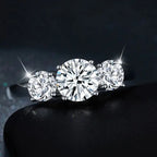 【#12 Past Present Future】Full Moissanite main stone and side stone rings 925 sterling silver  gift with gift senior Anniversary  Jewelry Synthetic Moissanite