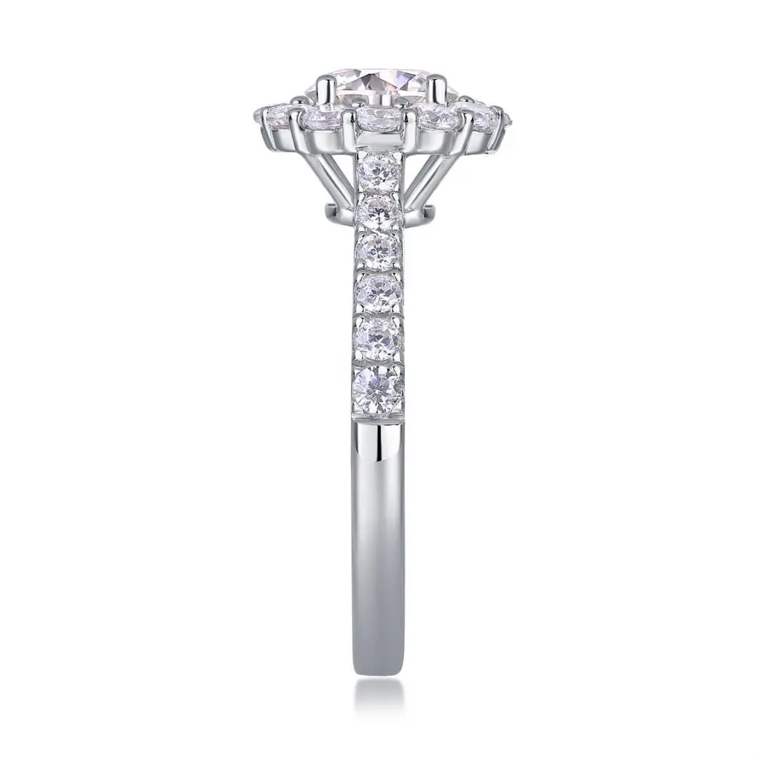 【#01 Radiant Halo】1 Carat Moissanite Rings High Quality with Daily  Gift Auspicious Rings Wedding Synthetic Moissanite