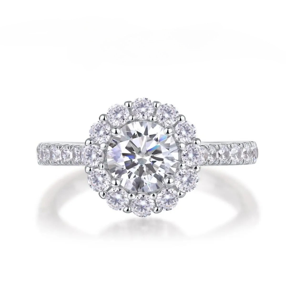 【#01 Radiant Halo】1 Carat Moissanite Rings High Quality with Daily  Gift Auspicious Rings Wedding Synthetic Moissanite