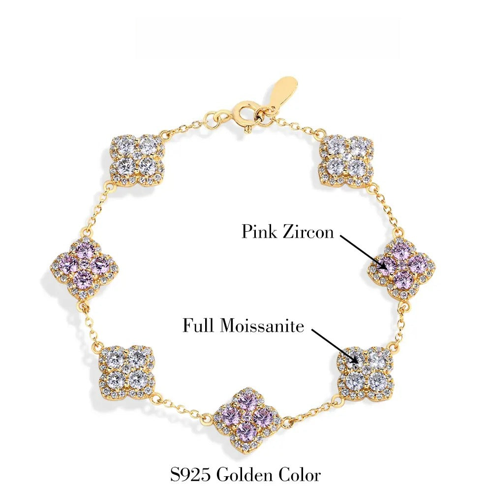 Synthetic Moissanite Bracelet Blue Zircon Pink Zircon Colorful Luxury Jewelry for Women Girls Engagement Birthday Springtok Outdoorfun Gift