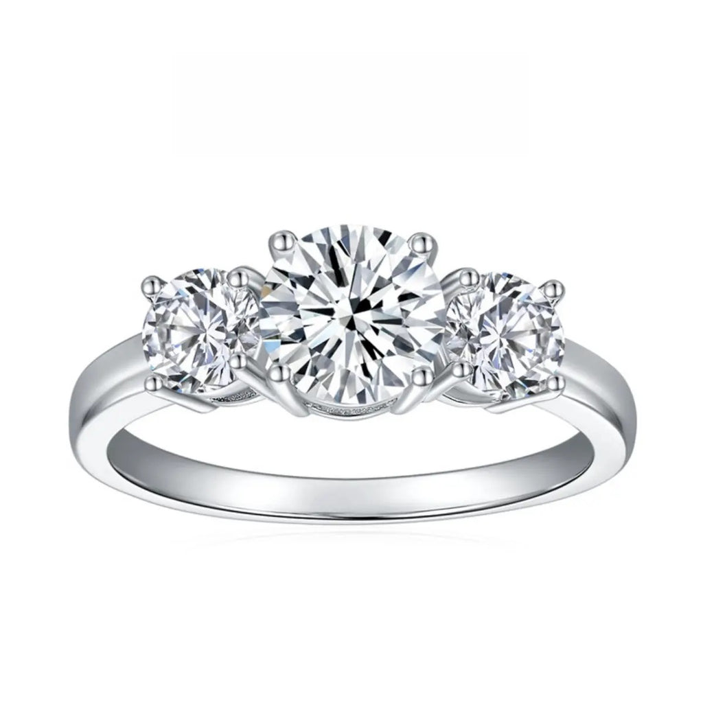 【#12 Past Present Future】Full Moissanite main stone and side stone rings 925 sterling silver  gift with gift senior Anniversary  Jewelry Synthetic Moissanite