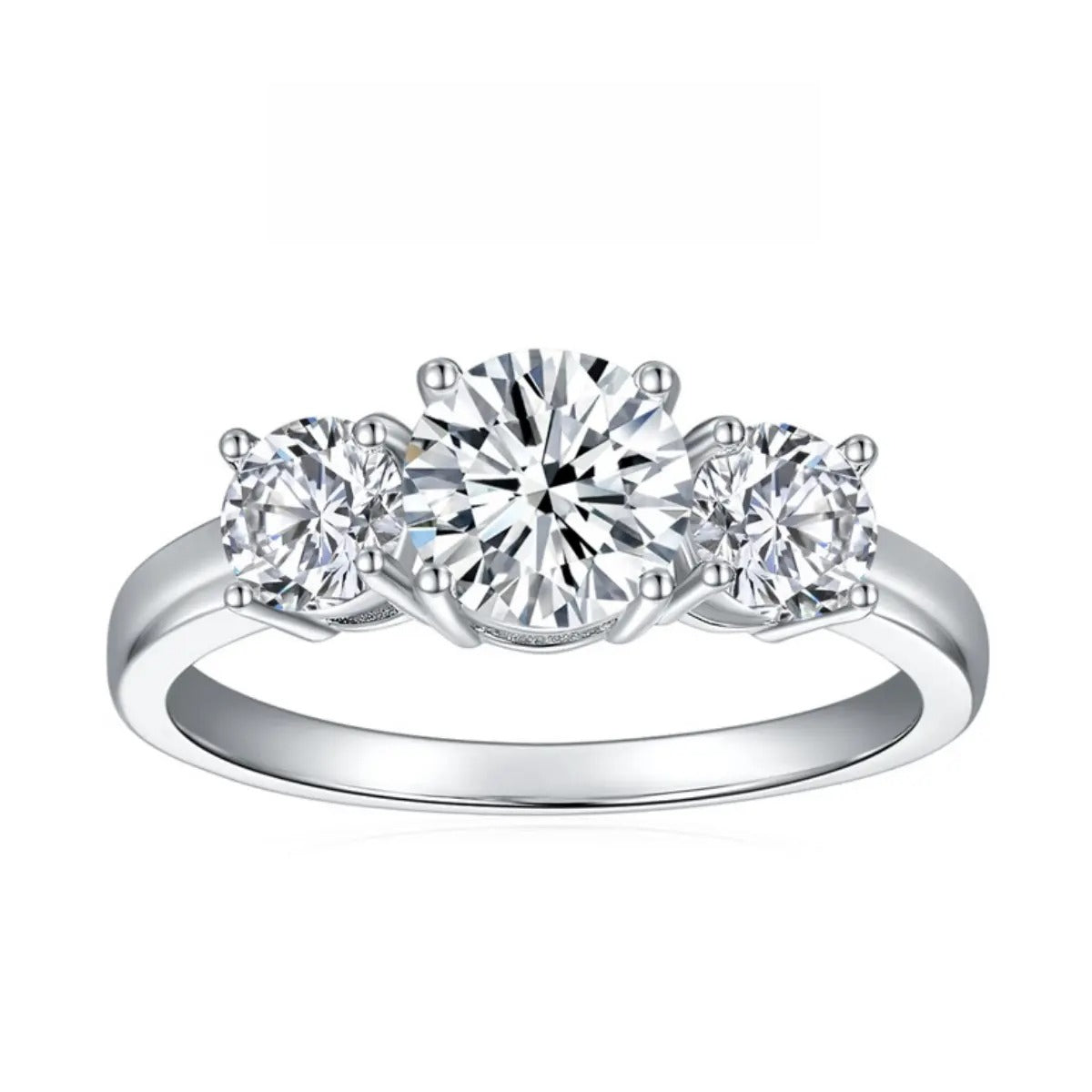 【#12 Past Present Future】Full Moissanite main stone and side stone rings 925 sterling silver  gift with gift senior Anniversary  Jewelry Synthetic Moissanite