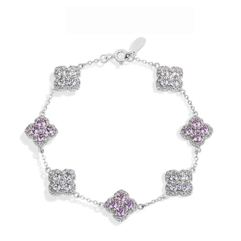 Synthetic Moissanite Bracelet Blue Zircon Pink Zircon Colorful Luxury Jewelry for Women Girls Engagement Birthday Springtok Outdoorfun Gift