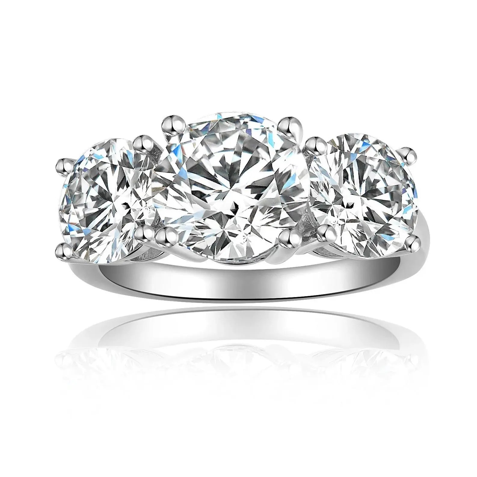 【#12 Past Present Future】Full Moissanite main stone and side stone rings 925 sterling silver  gift with gift senior Anniversary  Jewelry Synthetic Moissanite