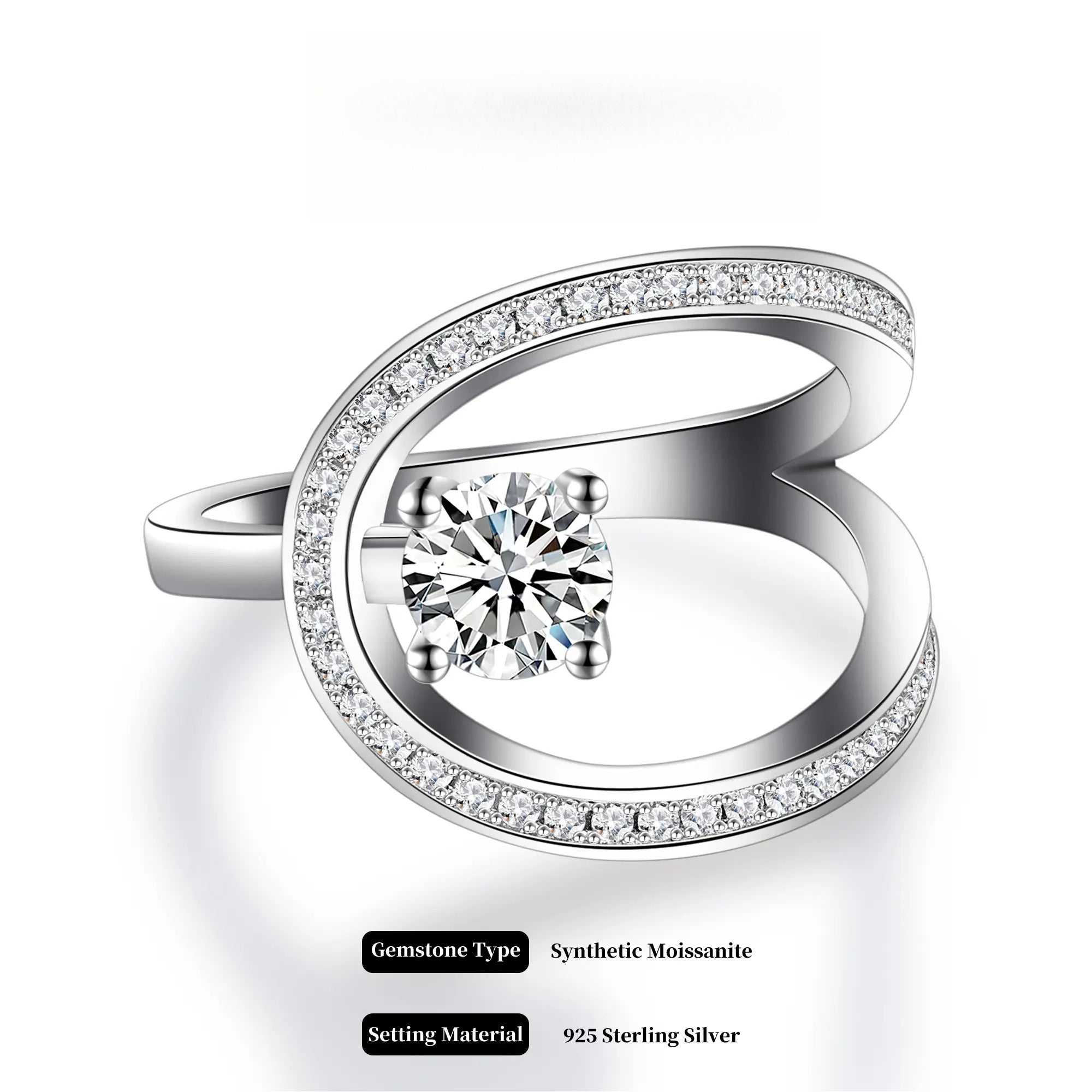 Stylish Circle Swirl Synthetic Moissanite Engagement Ring for Women D Color VVS1 Clarity in 925 Sterling Silver for Thumb/Index 0.5Carat Ideal  Gift for Mother's day