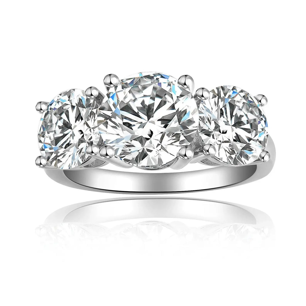 【#12 Past Present Future】Full Moissanite main stone and side stone rings 925 sterling silver  gift with gift senior Anniversary  Jewelry Synthetic Moissanite