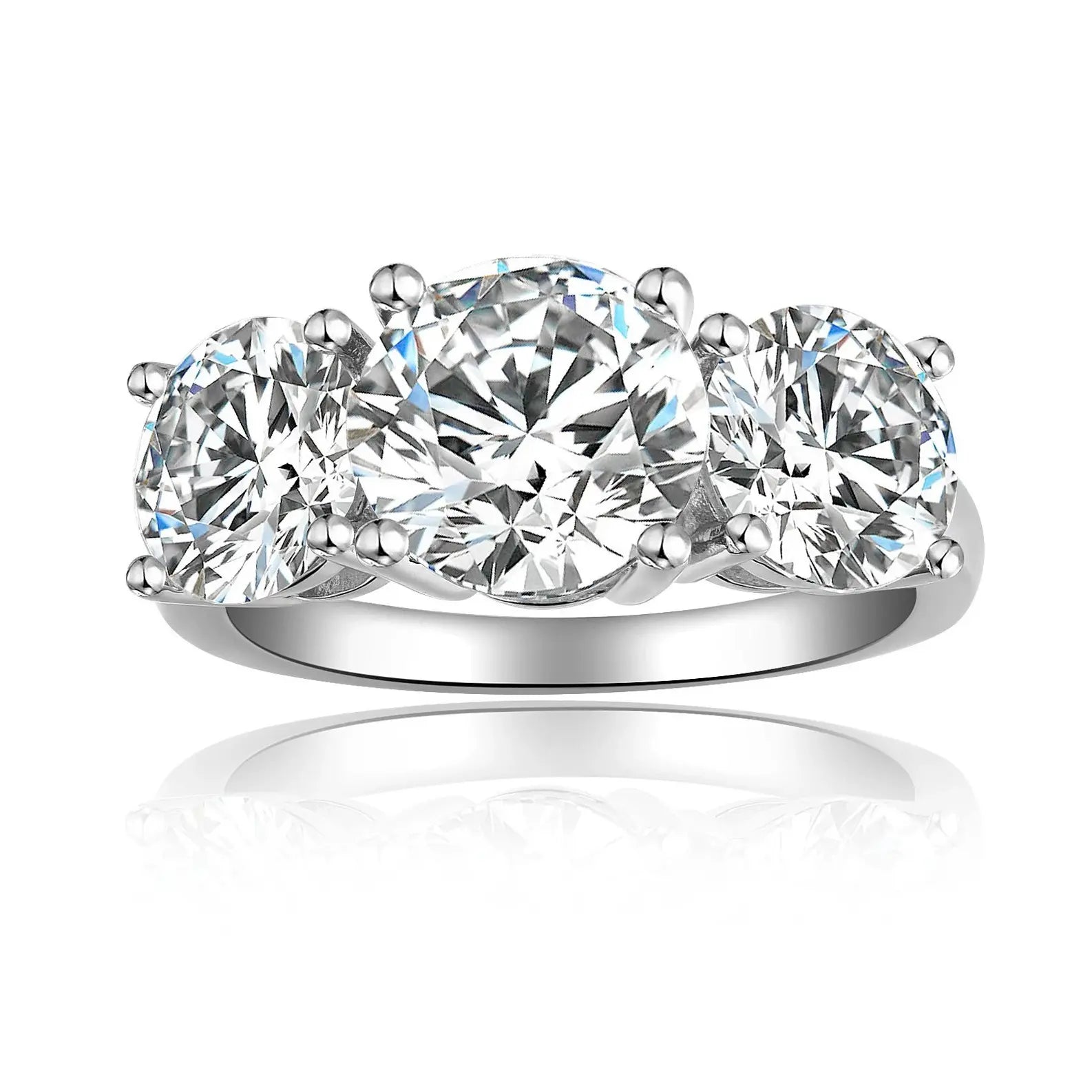 【#12 Past Present Future】Full Moissanite main stone and side stone rings 925 sterling silver  gift with gift senior Anniversary  Jewelry Synthetic Moissanite