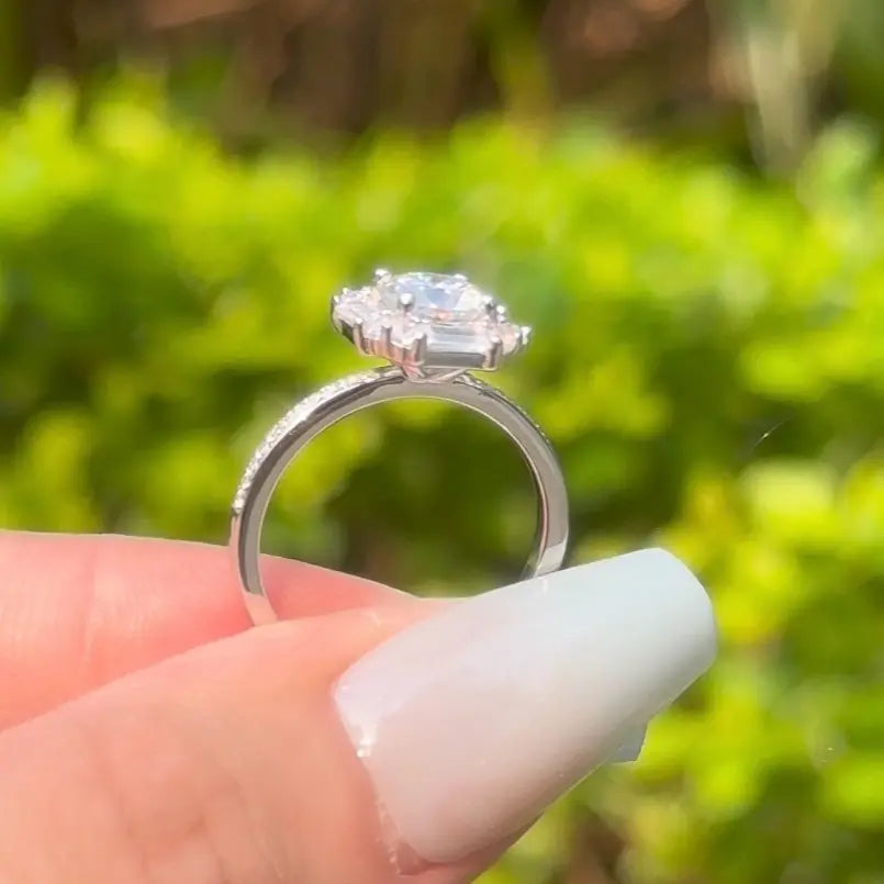 【#06 Ice Sugar】Moissanite ring  925 sterling silver  Engagement Anniversary  Jewelry Synthetic Moissanite