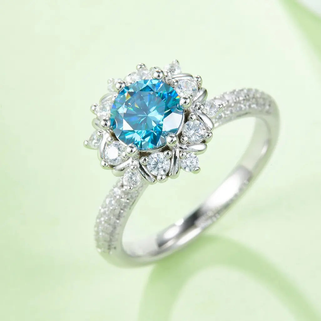 【#02 Blooming Grace】1 carat Moissanite rings with 925 Sterling Silver high quality birthday party engagement gift Jewelry Synthetic Moissanite