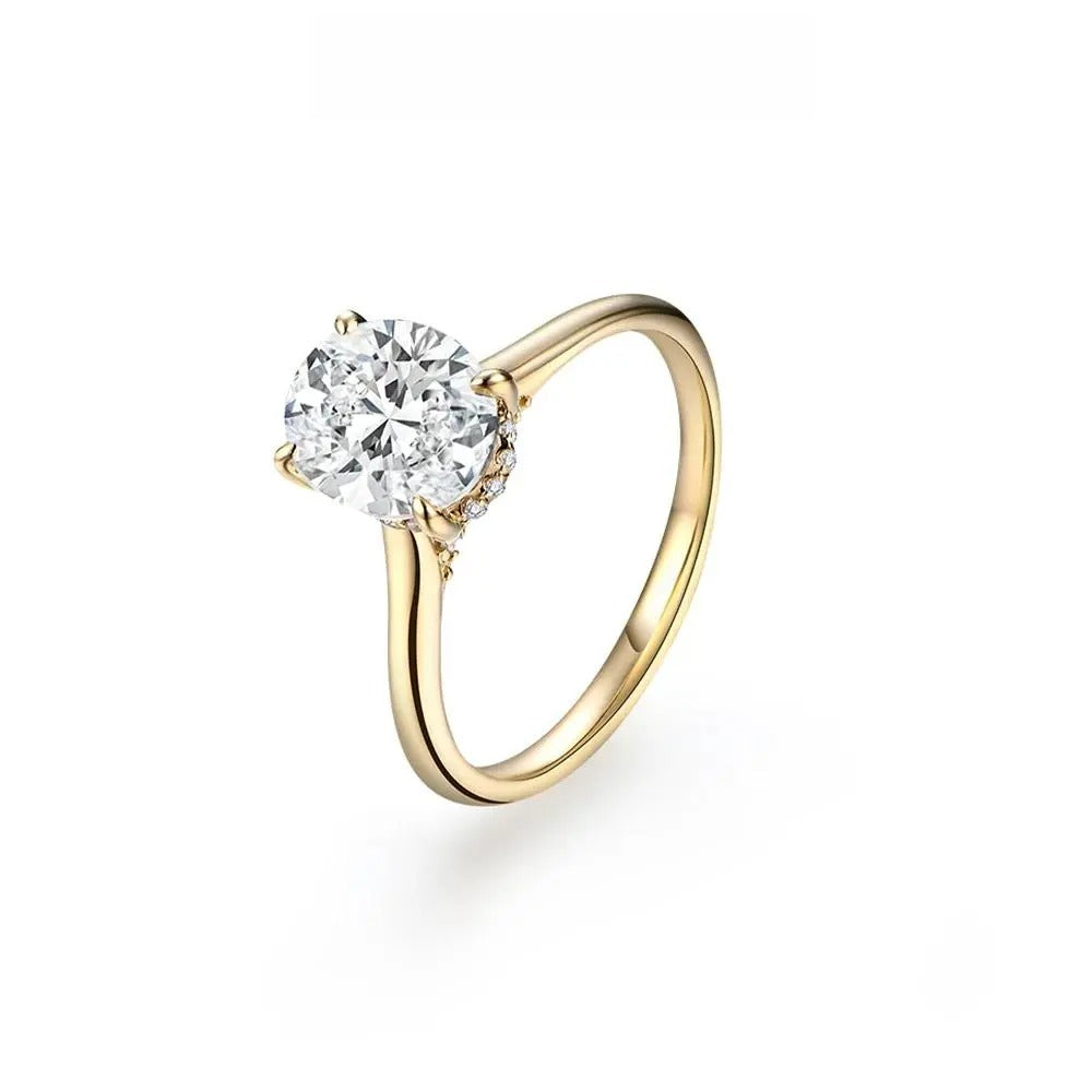 Oval Cut 1.0ct&2.0ct&3.0ct&4.5ct D VVS1 Color Lab-Created Moissanite Ring Jewelry for Women 14K Gold Plated Engagement Wedding Lady's Gift Luxury