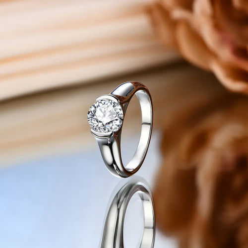 Classic Ronud Cut 3.0ct-2.0ct Synthetic Moissanite Ring for Women 925 Sterling Slver Engagement Wedding Fine Jewelry Gift