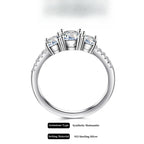 Plum blossom Round Cut Synthetic Moissanite 3 Stone Engagement Rings 1.1ct D Color VVS1 Round Cut 925 Sterling Silver Anniversary Wedding Promise Ring for Women