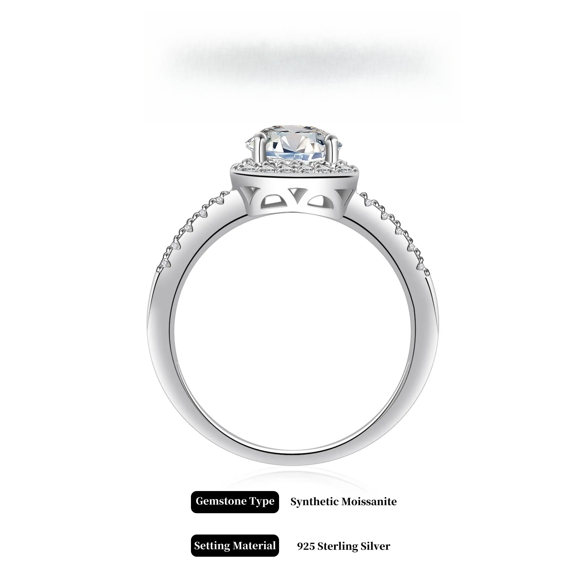 Solitaire Engagement Rings for Women Halo Ring Promise Rings for her 925 Sterling Silver for Women 0.5-2ct D Color VVS1 Clarity Synthetic Moissanite Size 4.75-9