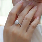【#01 Radiant Halo】1 Carat Moissanite Rings High Quality with Daily  Gift Auspicious Rings Wedding Synthetic Moissanite
