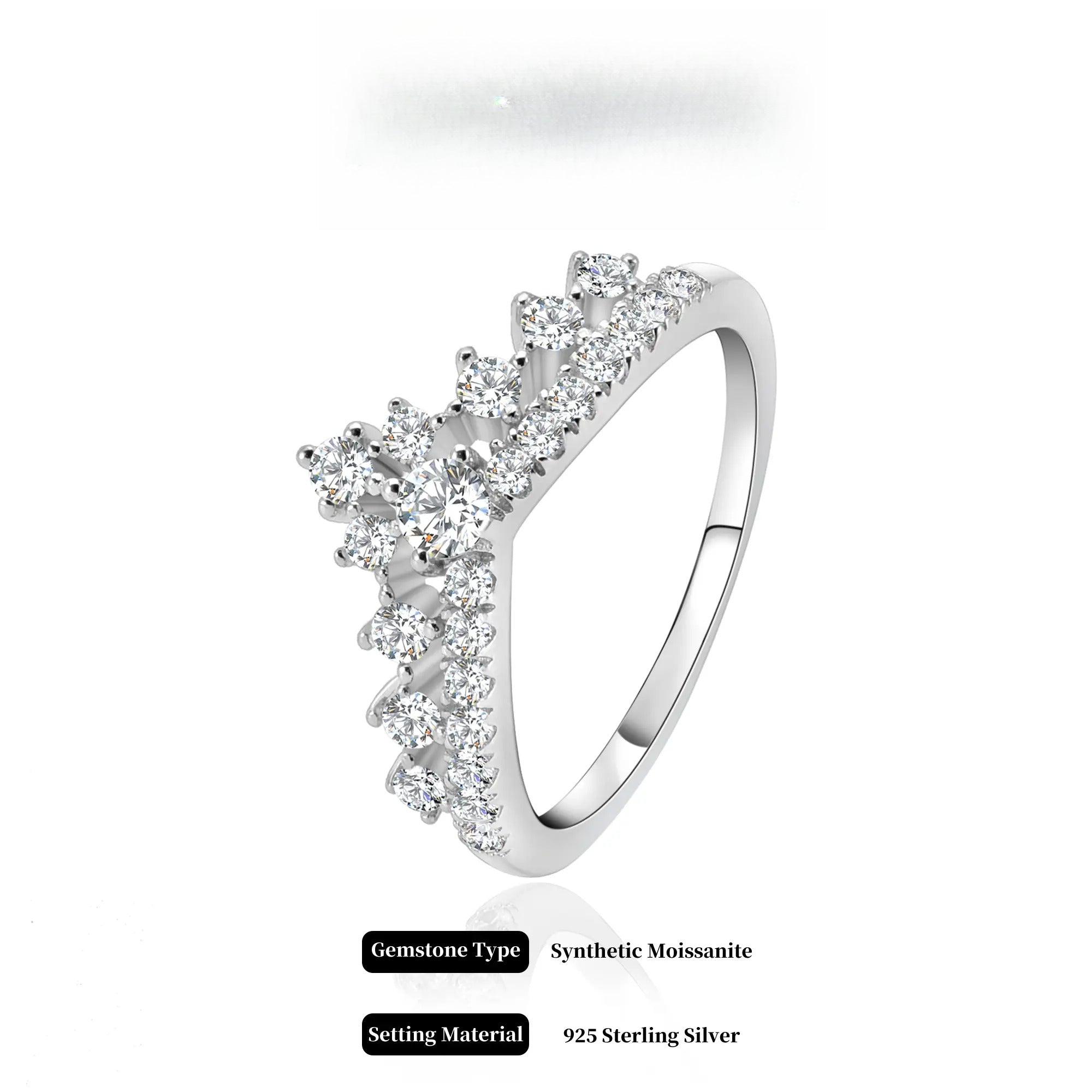 Matching Synthetic Moissanite Wedding Band for Women, D Color VVS1 Clarity Rings 925 Sterling Silver Crown Moissanite Curved Stackable Rings for Women SpringStatements