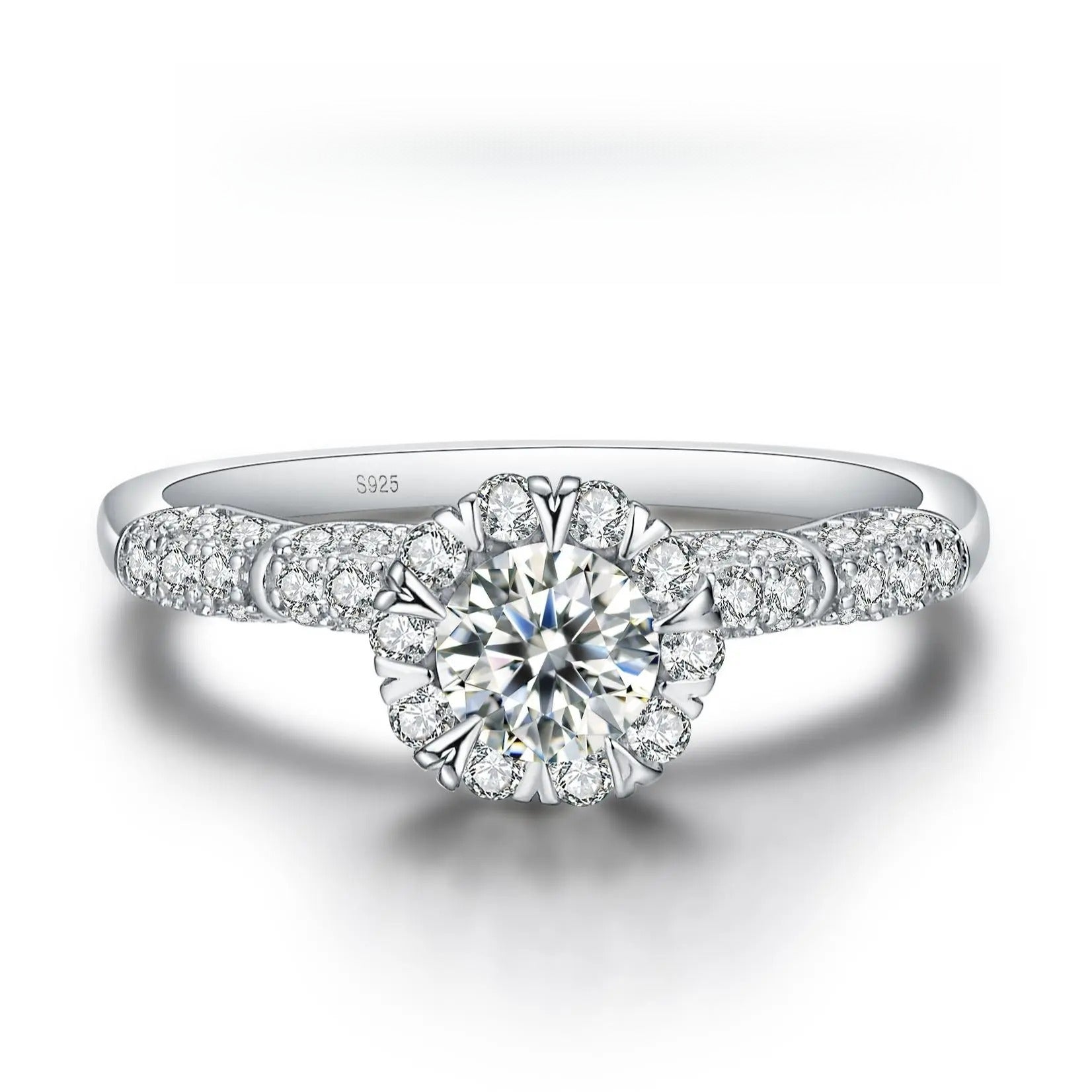 【#09 Sweetie 】Moissanite rings with 925 Sterling Silver 0.5Carat  Anniversary Auspicious Wedding Engagement Jewelry Synthetic Moissanite