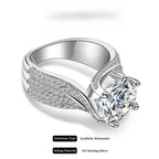 1-3-5Carat Luxury Synthetic Moissanite Engagement Ring in 925 Sterling Silver for Women D Color VVS1 Clarity Synthetic Moissanite Size 5-10