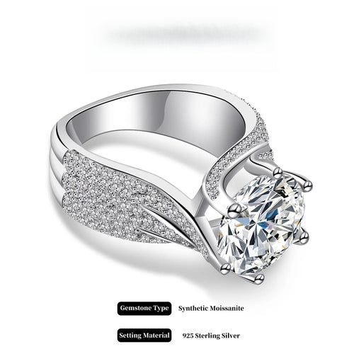 1-3-5Carat Luxury Synthetic Moissanite Engagement Ring in 925 Sterling Silver for Women D Color VVS1 Clarity Synthetic Moissanite Size 5-10