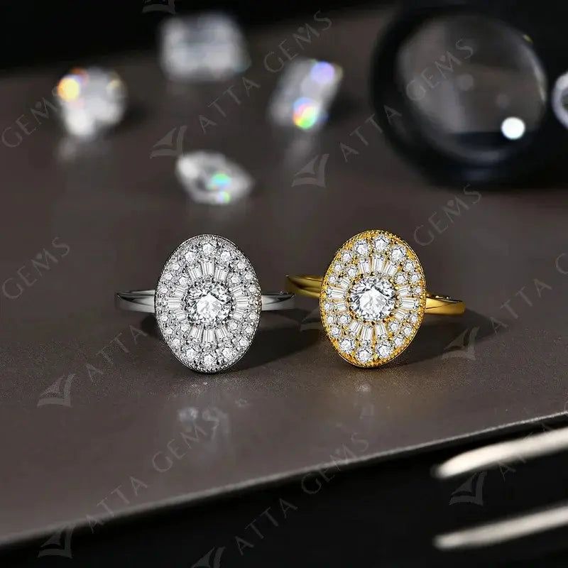 D/VVS1 Round Shape All Synthetic Moissanite Ring for Women Real 925 Sterling Silver Engagement Fine Jewelry BlackFriday Gift
