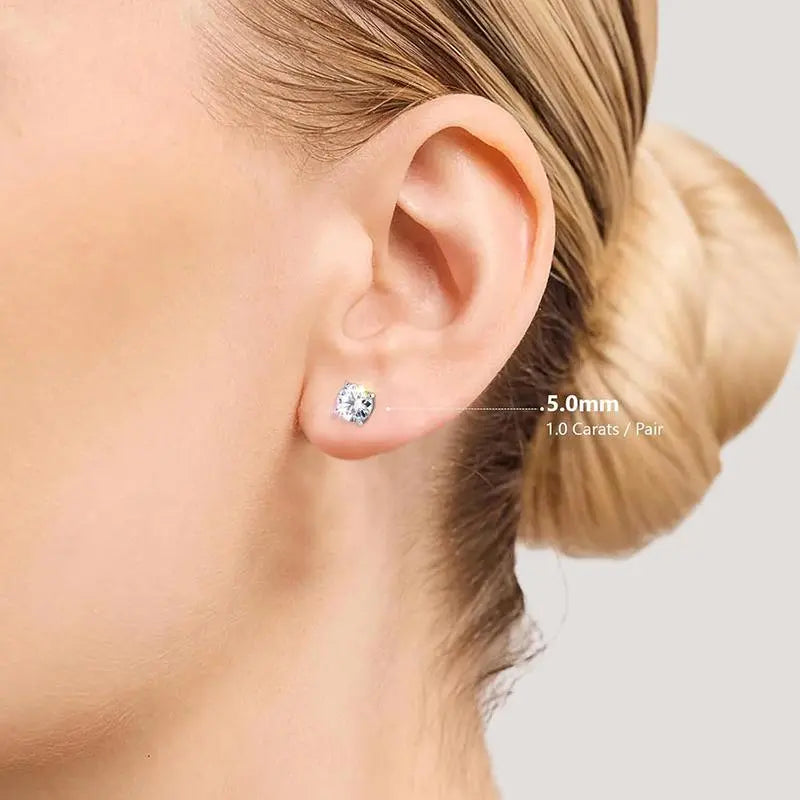 D VVS1 Color Synthetic Moissanite Stud Earrings for Women 18K Yellow Gold Plated 925 Silver Sparkling Wedding Gift for Frineds,Lover,Parents