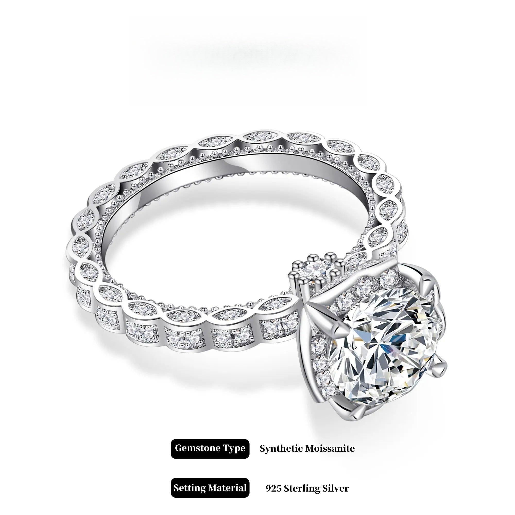 【#242 Valentine】 2Carat Synthetic Moissanite Ring in 925 Sterling Silver