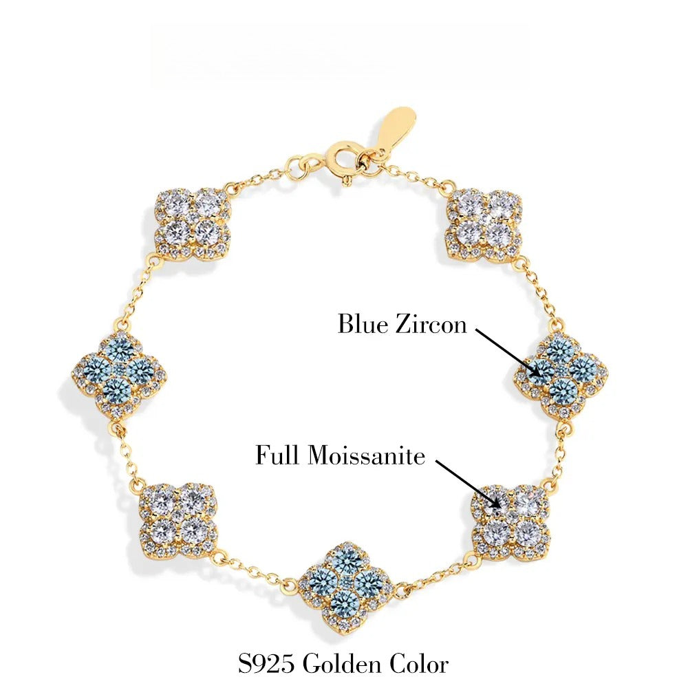 Synthetic Moissanite Bracelet Blue Zircon Pink Zircon Colorful Luxury Jewelry for Women Girls Engagement Birthday Springtok Outdoorfun Gift