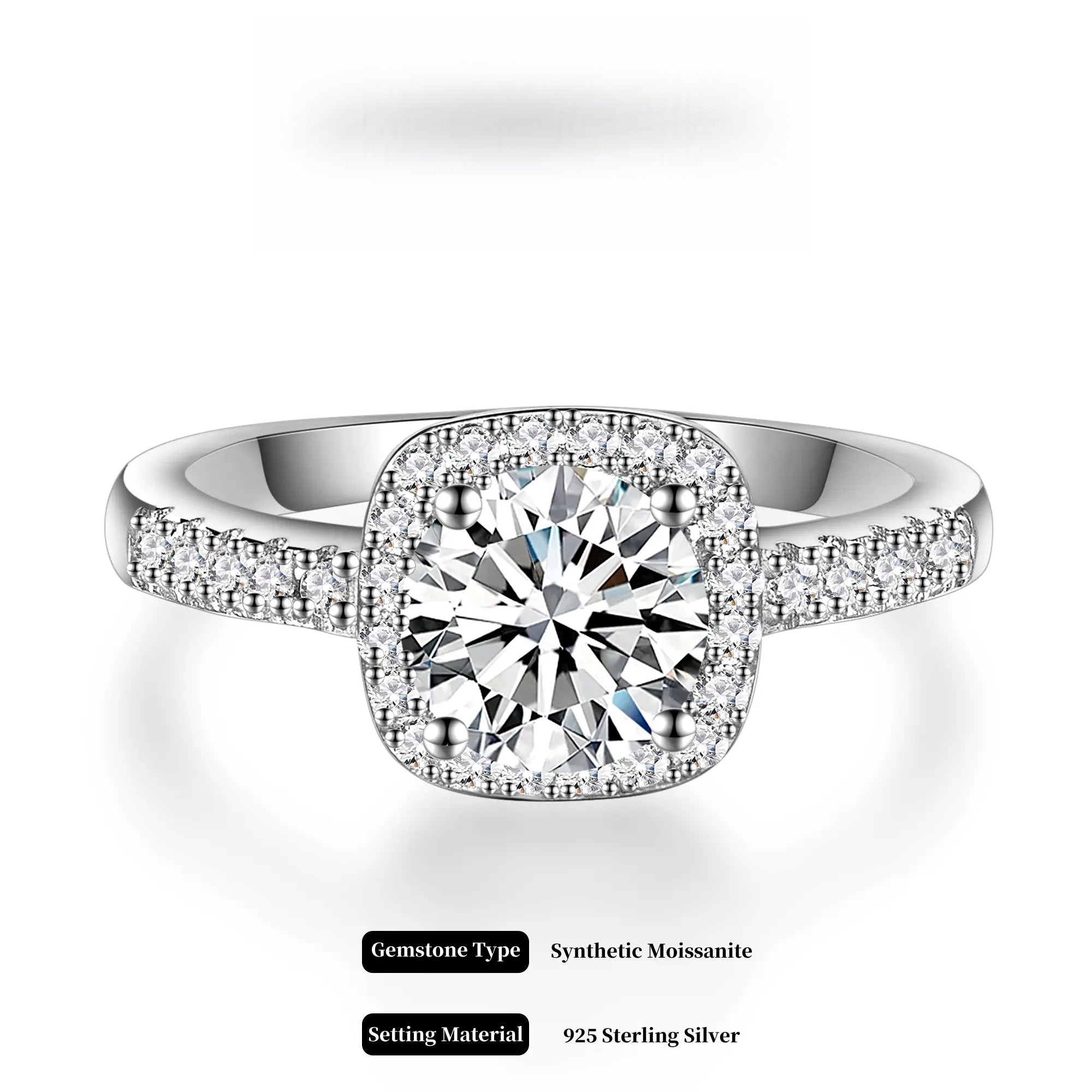 Solitaire Engagement Rings for Women Halo Ring Promise Rings for her 925 Sterling Silver for Women 0.5-2ct D Color VVS1 Clarity Synthetic Moissanite Size 4.75-9