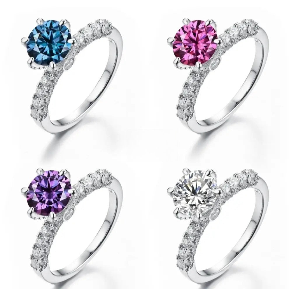 【#05 Amor】Full Synthetic Moissanite main stone and side stone rings with 925 Sterling Silver high quality birthday party engagement gift Jewelry